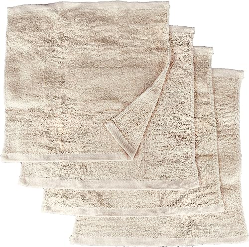 HOME ZEN HOUSEHOLD LINEN Set mit 4 Waschlappen 30 x 30 cm, für Neugeborene, Gesicht mit Korb (Farn Beige) von HOME ZEN HOUSEHOLD LINEN