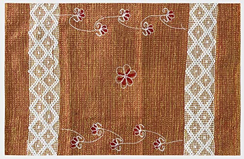 HOME ZEN HOUSEHOLD LINEN Teppich aus Baumwolle, Artikel Cuba, maschinenwaschbar, bestickt, saugfähig, gewebt, Stoff für Bad, Küche, Schlafzimmer, Haus, 50 x 135 cm, Orange von HOME ZEN HOUSEHOLD LINEN