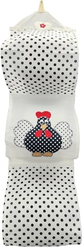 HOME ZEN HOUSEHOLD LINEN Toilettenpapierhalter mit 3 Rollen aus Stoff in Leinenoptik, bestickt (Shabby-Chic-Hahn) von HOME ZEN HOUSEHOLD LINEN