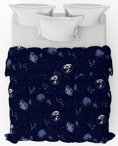 HOME ZEN HOUSEHOLD LINEN Winter-Steppdecke Art Dana, 280 g/m², Einzelbett 150 x 250 cm oder Doppelbett 250 x 250 cm, Gänsedauneneffekt, weich und warm (Mond, Doppelbett) von HOME ZEN HOUSEHOLD LINEN