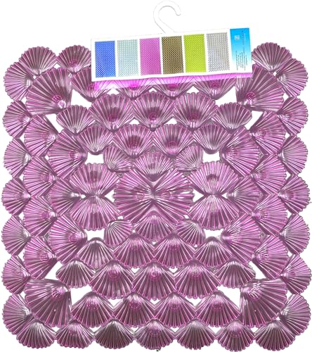 Rutschfeste Duschmatte mit Saugnäpfen, 100 % PVC-Kunststoff, Komfortqualität, schimmelresistent, Sicherheit für Kinder und ältere Menschen (Rosa, 50 x 50 cm) von HOME ZEN HOUSEHOLD LINEN