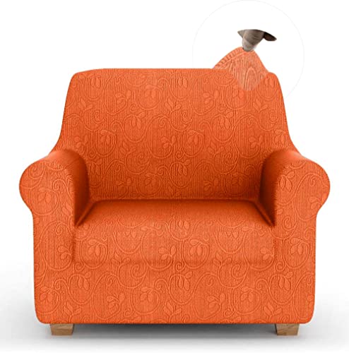 HOME ZEN HOUSEHOLD LINEN Sofaüberwurf Sofaüberwurf Sofaüberwurf mit elastischen Armlehnen Jacquard Universal Sessel (ausziehbar von 80 cm bis 125 cm), Orange von HOME ZEN HOUSEHOLD LINEN