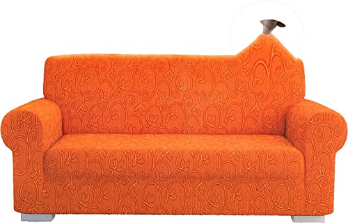 Sofabezug mit elastischen Armlehnen, universal, für 4-Sitzer (ausziehbar von 170 cm bis 265 cm), Orange von HOME ZEN HOUSEHOLD LINEN