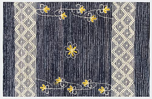 Teppich aus Baumwolle, waschbar, maschinenwaschbar, Bestickt, saugfähig, gewebter Stoff für Badezimmer, Küche, Schlafzimmer, Zuhause, 50 x 135 cm, Blau Teppich aus Baumwolle, waschbar, maschinenwaschbar, Bestickt, saugfähig, gewebter Stoff für Badezimmer, Küche, Schlafzimmer, Zuhause, 50 x 135 cm, Blau von HOME ZEN HOUSEHOLD LINEN