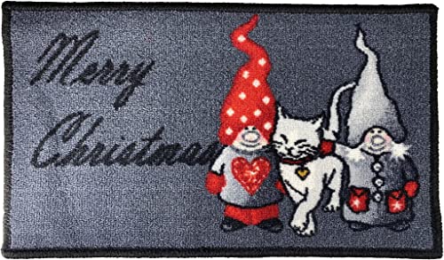 Teppich für Weihnachten, Rot, Christmas, rutschfest, Weihnachten, mit Innenausstattung, unter Baum, Geschenke für Partys, 33 x 57 cm, 1 Geschmack und Katze von HOME ZEN HOUSEHOLD LINEN