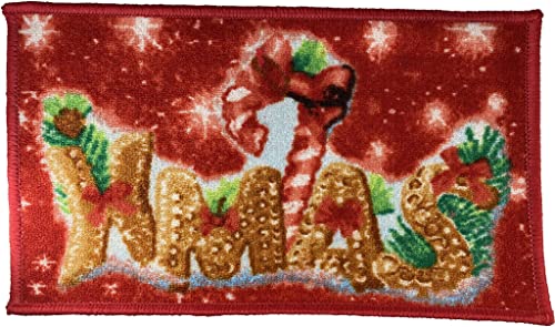 Teppich für Weihnachten, Rot, Christmas, rutschfest, Weihnachten, mit Innenausstattung, unter Baum, Geschenke für Partys, 33 x 57 cm, ASS 2 XMAS Gold von HOME ZEN HOUSEHOLD LINEN