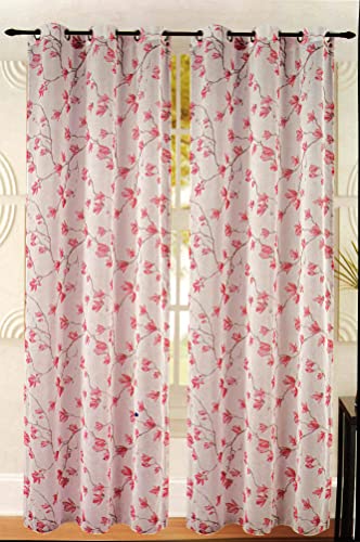 Vorhang Art Gemischte Muster Blumen Frühling Herbst mit Blumen und Blättern Drapieren mit 8 Eisen-Ringen sehr fließend aus leichtem Stoff nicht blickdicht Dis Lily von HOME ZEN HOUSEHOLD LINEN