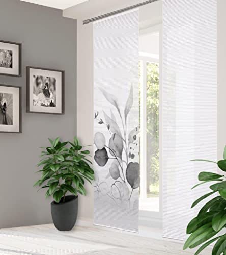 HOME in green 84096 ABANIO Schiebegardine Rec. Polyester, 245x60 cm, halbtransparent, Farbe:grau, Größe:245 x 60 cm, Anzahl:2er-Set (2X Motiv) von HOME in green