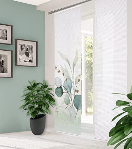 HOME in green 84096 ABANIO Schiebegardine Rec. Polyester, 245x60 cm, halbtransparent, Farbe:grün, Größe:245 x 60 cm, Anzahl:2er-Set (2X Motiv) von HOME in green