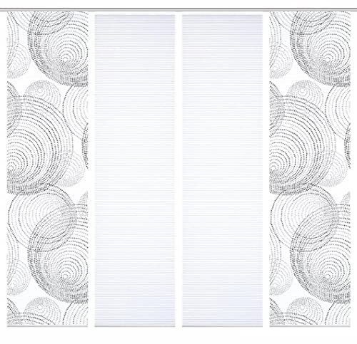 HOME in green 84111 SPIRO Schiebegardine recyceltes Polyester, Bambusoptik, 245x60, Farbe:grau, Größe:245 x 60 cm, Anzahl:4er-Set (2X Motiv. 2X Uni) von HOME in green