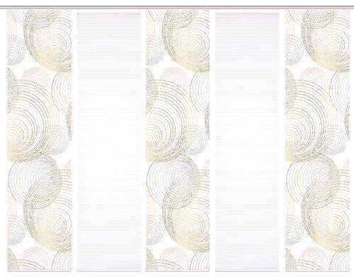 HOME in green 84111 Spiro Schiebegardine recyceltes Polyester, Bambusoptik, 245x60, Farbe:Gold, Größe:245 x 60 cm, Anzahl:5er-Set (3X Motiv. 2X Uni) von HOME in green
