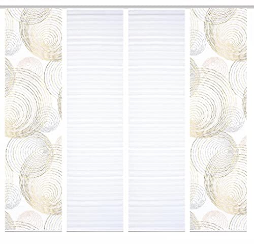 HOME in green 84111 SPIRO Schiebegardine recyceltes Polyester, Bambusoptik, 245x60, Farbe:Gold, Größe:245 x 60 cm, Anzahl:4er-Set (2X Motiv. 2X Uni) von HOME in green