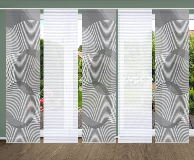 HOME in green Schiebegardine AFONSO (5 St), Paneelwagen, halbtransparent, SET DIGITALDRUCK,BAMBUSOPTIK RECYCELT von HOME in green