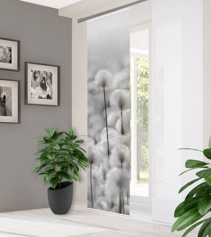 HOME in green Schiebegardine DOLCIA (1 St), Paneelwagen, halbtransparent, DIGITALBEDRUCKT, BAMBUSOPTIK RECYCELT von HOME in green