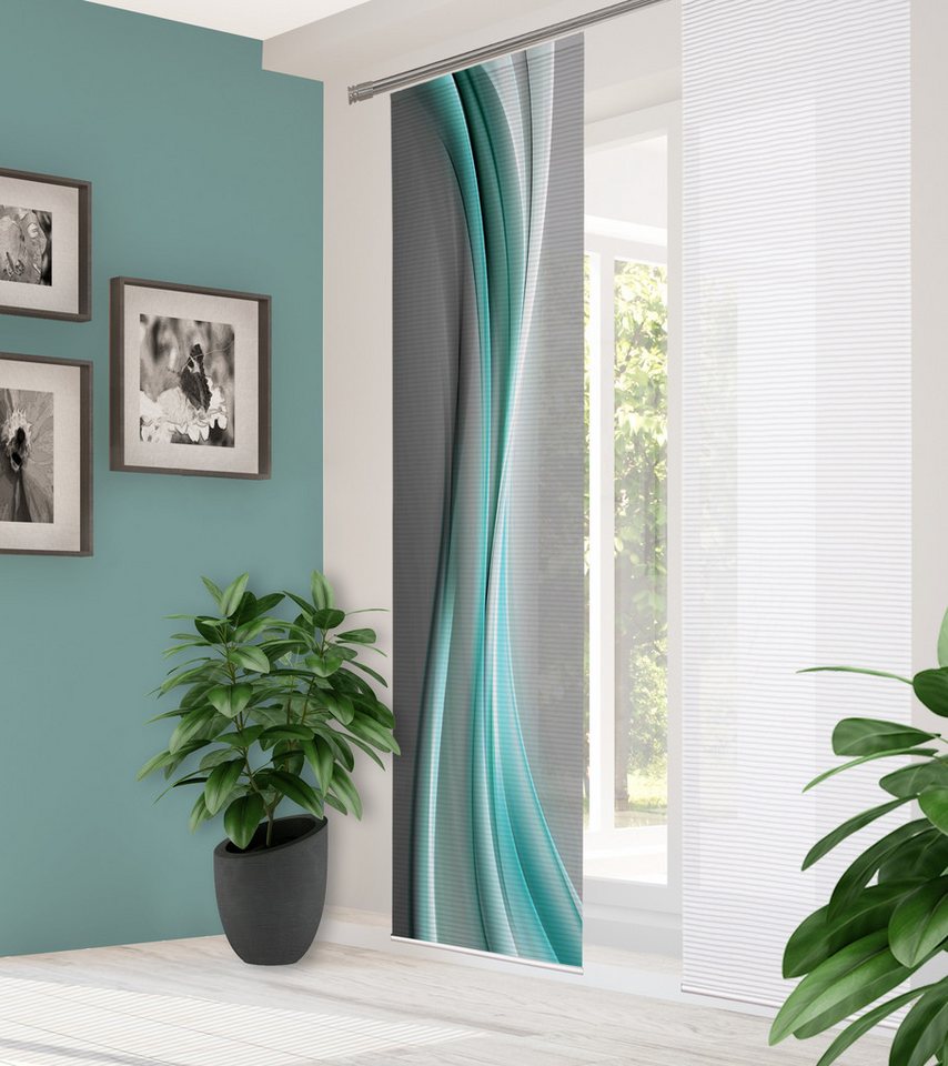 HOME in green Schiebegardine ELANIA (1 St), Paneelwagen, halbtransparent, DIGITALBEDRUCKT, BAMBUSOPTIK RECYCELT von HOME in green