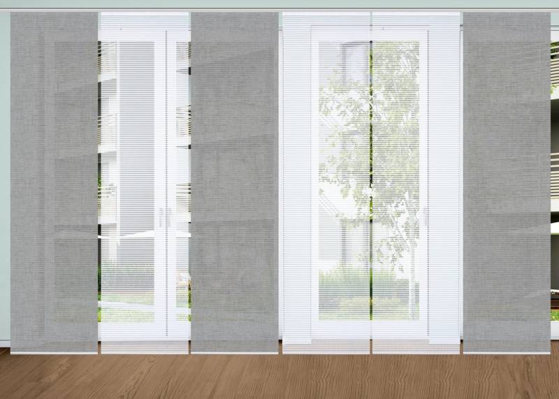 HOME in green Schiebegardine ESTRA (6 St), Paneelwagen, halbtransparent, SET DIGITALDRUCK,BAMBUSOPTIK RECYCELT von HOME in green