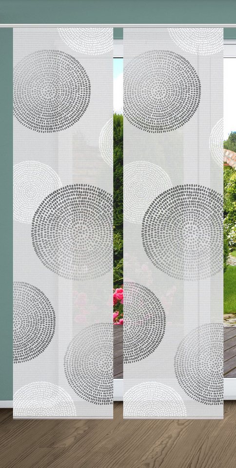 HOME in green Schiebegardine GINNO (2 St), Paneelwagen, halbtransparent, SET DIGITALDRUCK,BAMBUSOPTIK RECYCELT von HOME in green