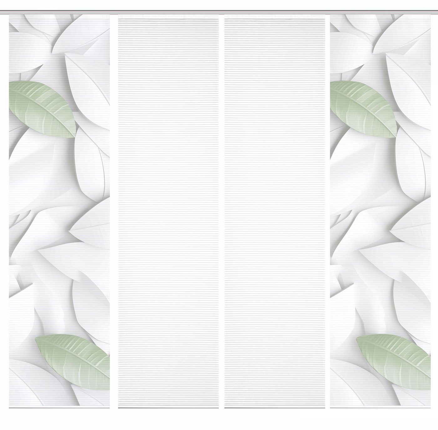 HOME in green Schiebegardine HIG LISON Schiebegardine recyceltes Polyester, 245x60 cm, Blättermotiv (4 St), 100% Polyester von HOME in green