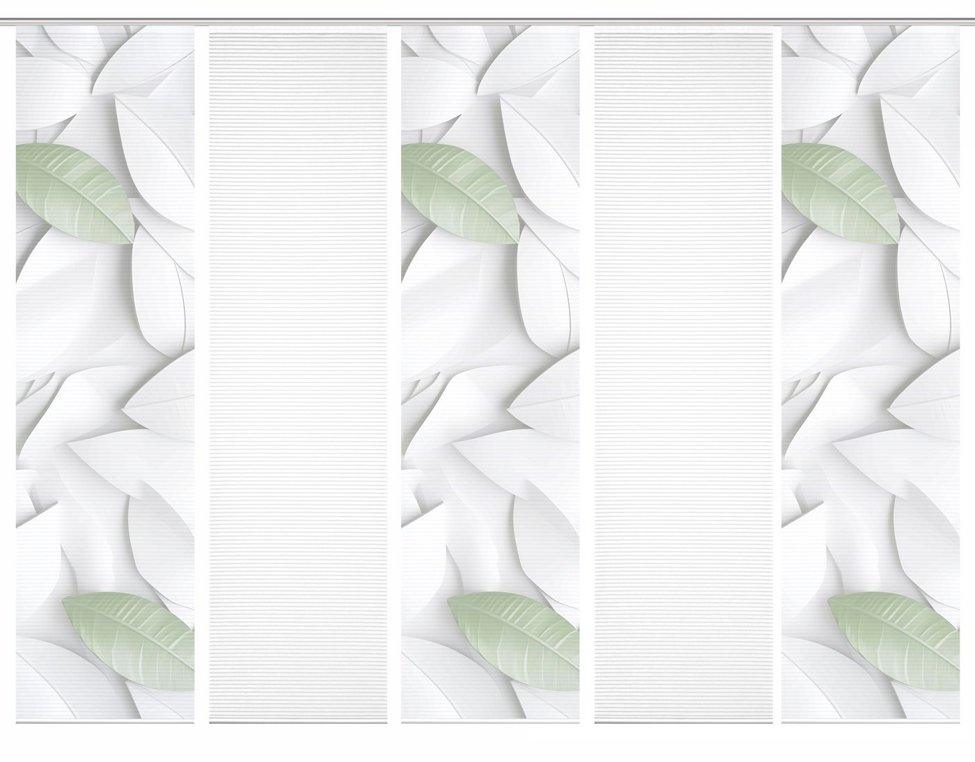 HOME in green Schiebegardine HIG LISON Schiebegardine recyceltes Polyester, 245x60 cm, Blättermotiv (5 St), 100% Polyester von HOME in green