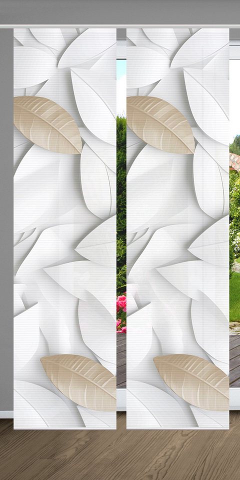 HOME in green Schiebegardine LISON (2 St), Paneelwagen, halbtransparent, SET DIGITALDRUCK,BAMBUSOPTIK RECYCELT von HOME in green