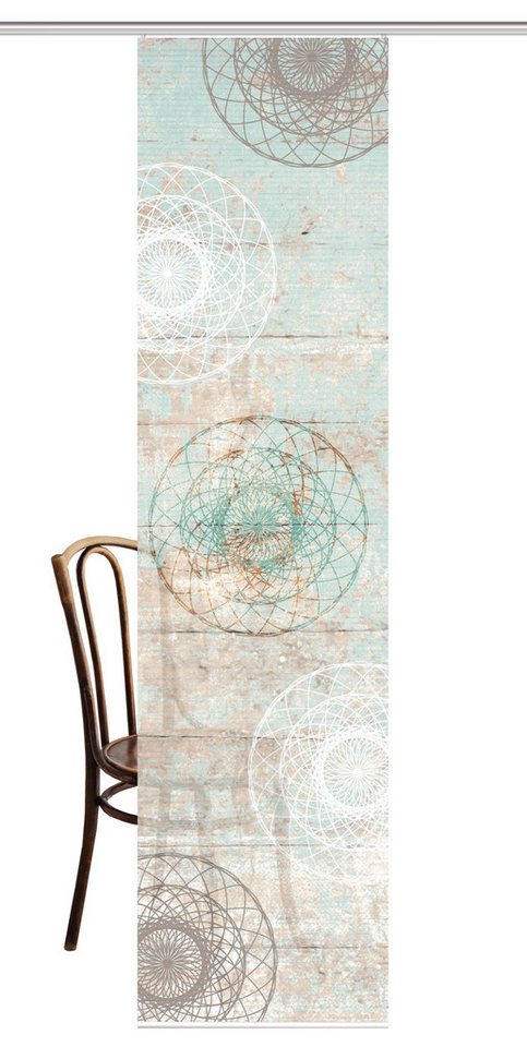 HOME in green Schiebegardine MANDOSA (1 St), Paneelwagen, halbtransparent, DIGITALBEDRUCKT, BAMBUSOPTIK RECYCELT von HOME in green