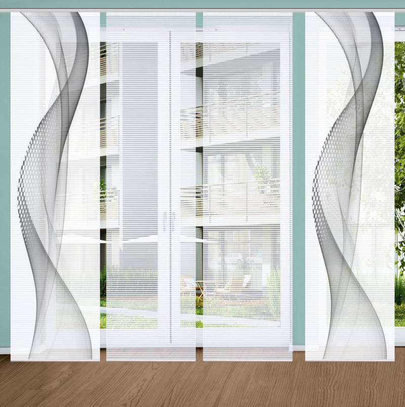 HOME in green Schiebegardine NEVOLA, Paneelwagen (4 St), halbtransparent, SET DIGITALDRUCK,BAMBUSOPTIK RECYCELT von HOME in green