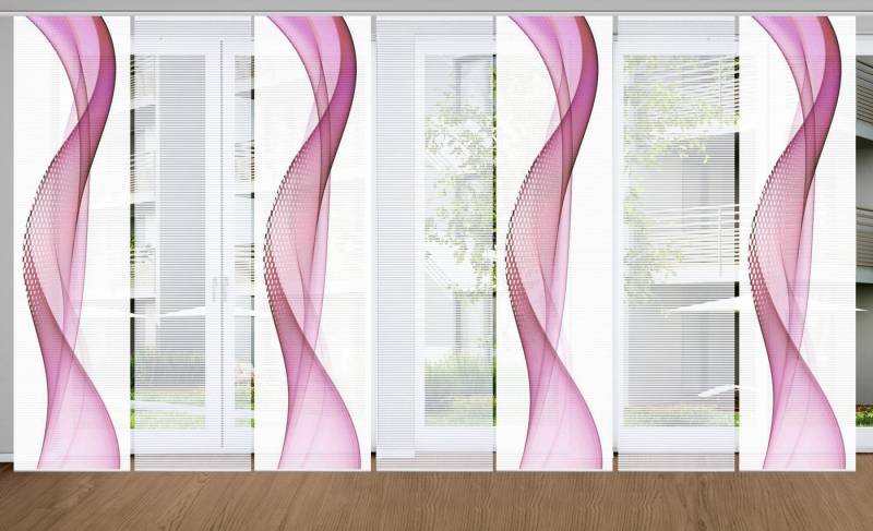 HOME in green Schiebegardine NEVOLA (7 St), Paneelwagen, halbtransparent, SET DIGITALDRUCK,BAMBUSOPTIK RECYCELT von HOME in green