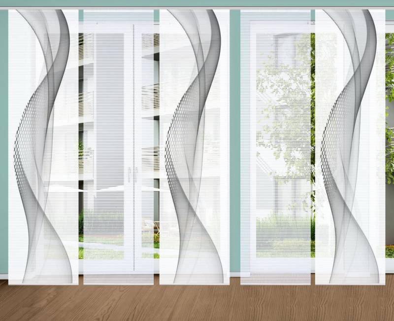 HOME in green Schiebegardine NEVOLA (5 St), Paneelwagen, halbtransparent, SET DIGITALDRUCK,BAMBUSOPTIK RECYCELT von HOME in green