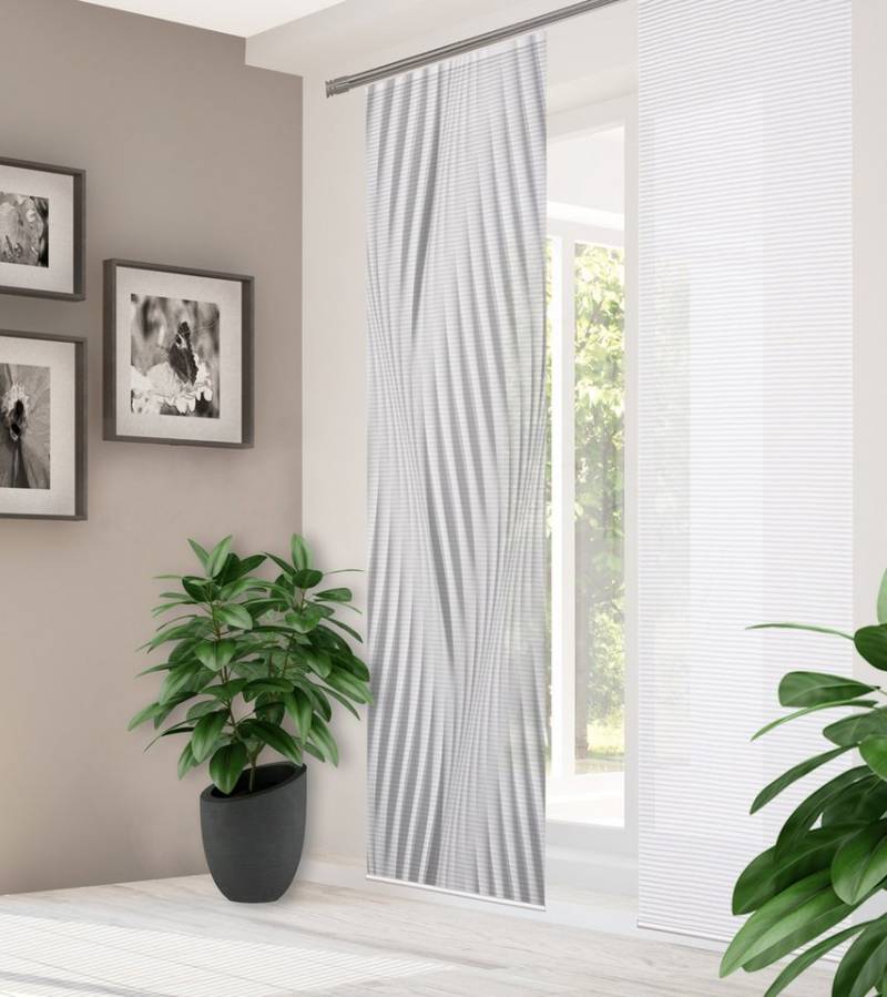 HOME in green Schiebegardine RIWELO (1 St), Paneelwagen, halbtransparent, DIGITALBEDRUCKT, BAMBUSOPTIK RECYCELT von HOME in green