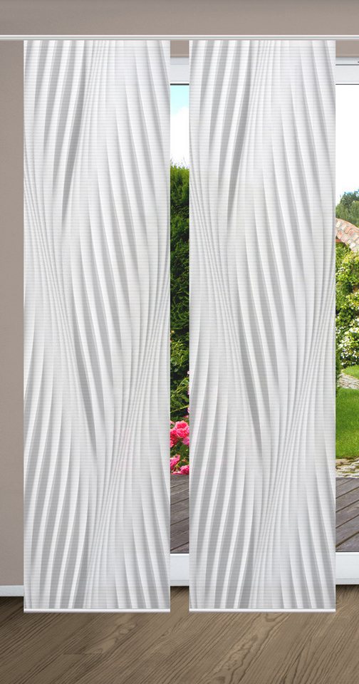 HOME in green Schiebegardine RIWELO (2 St), Paneelwagen, halbtransparent, SET DIGITALDRUCK,BAMBUSOPTIK RECYCELT von HOME in green