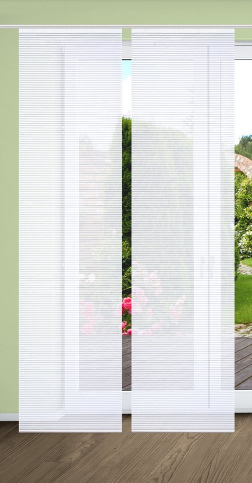 HOME in green Schiebegardine ROMOLUS, Paneelwagen (2 St), halbtransparent, SET DIGITALDRUCK,BAMBUSOPTIK RECYCELT von HOME in green