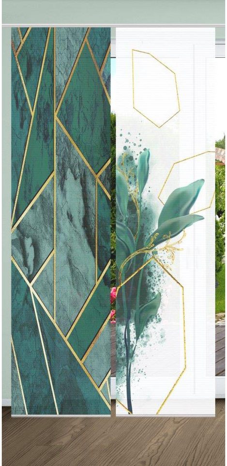 HOME in green Schiebegardine SIGNUM, Paneelwagen (2 St), halbtransparent, SET DIGITALDRUCK,BAMBUSOPTIK RECYCELT von HOME in green