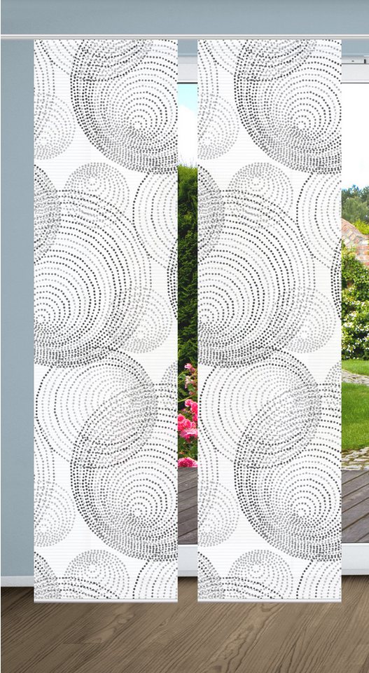 HOME in green Schiebegardine SPIRO (2 St), Paneelwagen, halbtransparent, SET DIGITALDRUCK,BAMBUSOPTIK RECYCELT von HOME in green