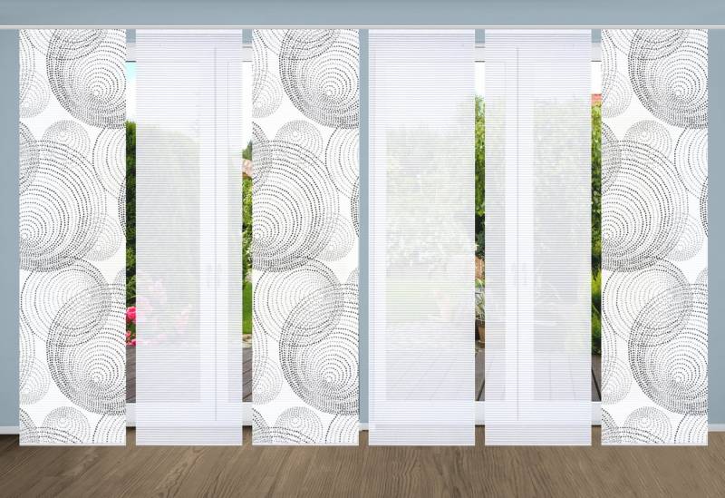 HOME in green Schiebegardine SPIRO (6 St), Paneelwagen, halbtransparent, SET DIGITALDRUCK,BAMBUSOPTIK RECYCELT von HOME in green