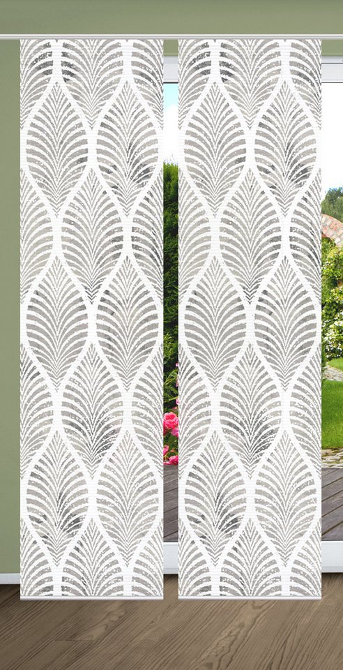 HOME in green Schiebegardine VIDARO (2 St), Paneelwagen, halbtransparent, SET DIGITALDRUCK,BAMBUSOPTIK RECYCELT von HOME in green