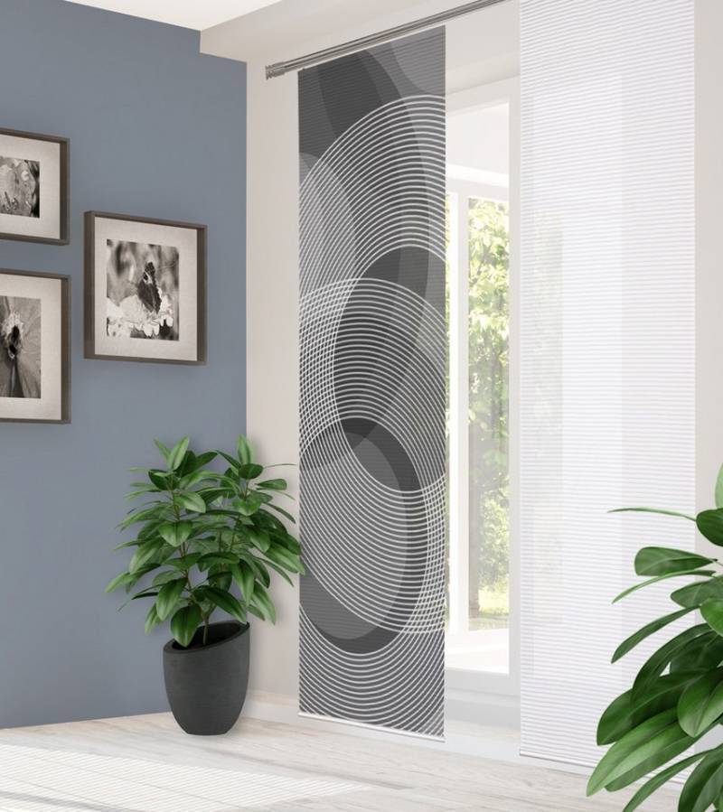HOME in green Schiebegardine HIG AFONSO Schiebegardine recyceltes Polyester, 245x60 cm, Kreismotiv (3 St), Polyester (recycelt) Polyester von HOME in green