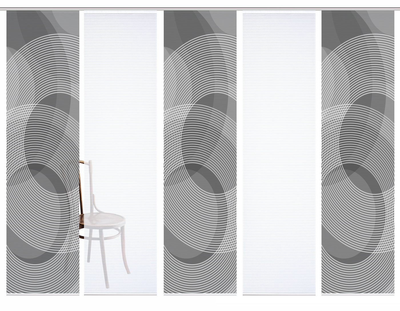 HOME in green Schiebegardine HIG AFONSO Schiebegardine recyceltes Polyester, 245x60 cm, Kreismotiv (5 St), Polyester (recycelt) Polyester von HOME in green