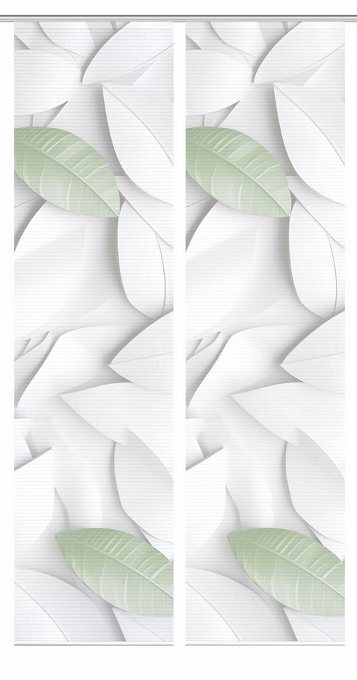 Schiebegardine HIG LISON Schiebegardine recyceltes Polyester, 245x60 cm, Blättermotiv, HOME in green, (2 St), Polyester (recycelt) Polyester von HOME in green