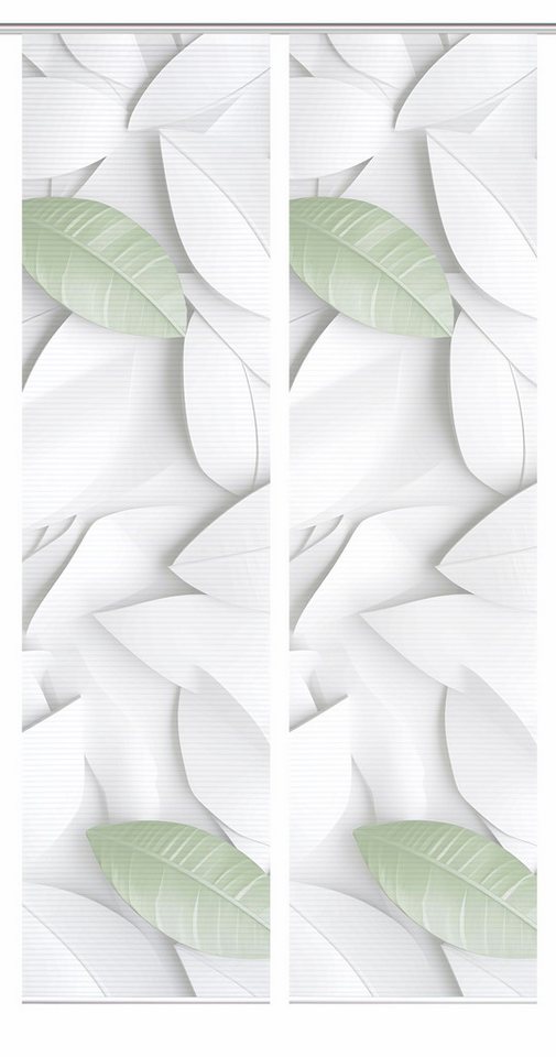 HOME in green Schiebegardine HIG LISON Schiebegardine recyceltes Polyester, 245x60 cm, Blättermotiv, (2 St), Polyester (recycelt) Polyester von HOME in green