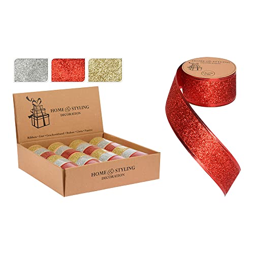 HOME & STYLING Weihnachtsband, dekorativ, 38 mm, verschiedene Farben, mehrfarbig von HOME & STYLING