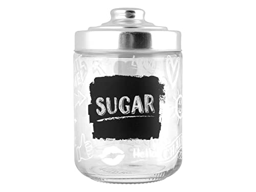 Chio Dose mit Deckel aus Metall, Dekoration für Zucker, Glas, CC 800, Standard, mittel Chio Dose mit Deckel aus Metall, Dekoration für Zucker, Glas, CC 800, Standard, mittel von HOME