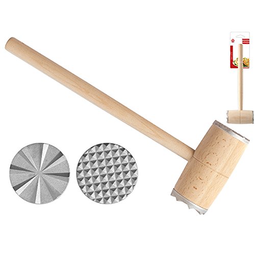 HOME 8394200 Fleischklopfer 3er Set aus Holz Kopf aus Aluminium Cm32 Küchenutensilien von HOME