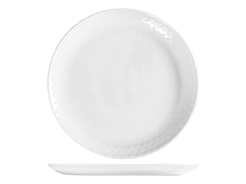 HOME Arc Pampille Set 6 flache Teller aus weißem Opal, 25 cm, Diamant-Optik von HOME