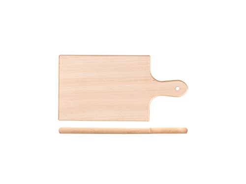 HOME Tagliere in Legno con Manico 35x18cm, Marrone von HOME