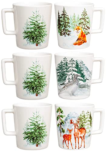 Home Forest Set 6 Mug in New Bone China, cc350, Tazze Colazione, Decoro Invernale, 7135100 von HOME