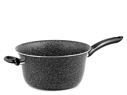 Home Kochkessel Antihaft mit Griff, Stein, Schwarz/Silber, 22 cm von HOME