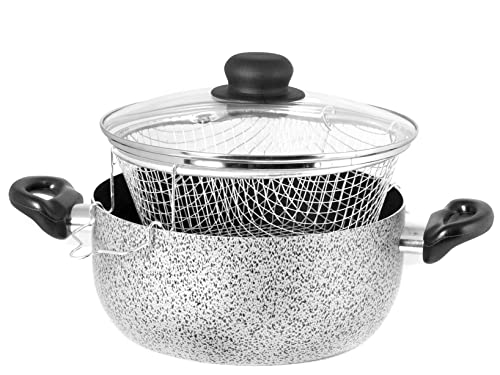 Home Salt N'Pepper Fritteuse Antihaft mit Deckel, Aluminium, Schwarz/Grau, 24 cm von HOME