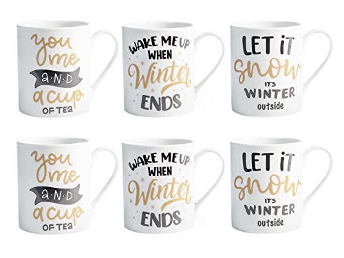 Home Winter Time Set 6 Mug in Porcellana, cc340, Tazze Colazione, Decoro Invernale, 7134700 von HOME