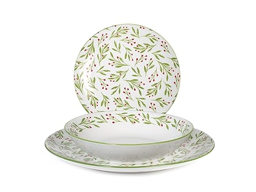 Royal Norfolk Holly Time Servizio Tavola, 18 Piatti, Porcellana, Decorato, Natale von HOME