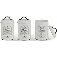 Homea Decoration - Maestro MR-1771-3CS Paris - Set de 3 Behälter de Lagerung de Metall für Zucker und Kaffee, Tee, 3 x 11,3 x 18,5 cm, Farbe white Homea Decoration - Maestro MR-1771-3CS Paris - Set de 3 Behälter de Lagerung de Metall für Zucker und Kaffee, Tee, 3 x 11,3 x 18,5 cm, Farbe white von HOMEA DECORATION